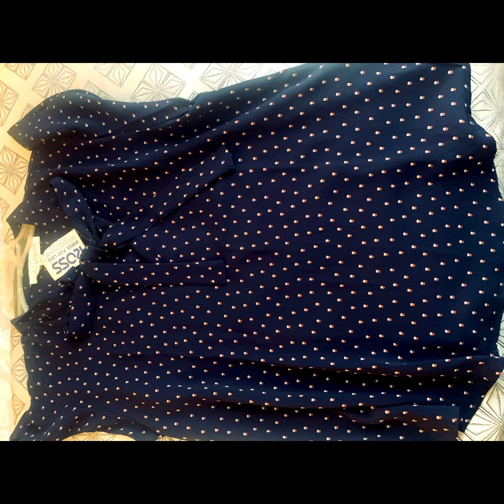 Cute Dark Blue Spotted Shirt w/Bow Straps